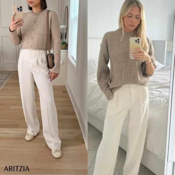 Aritizia Wilford Effortless Pant Japanese Crepette Lo Low Rise Wide Leg Size 10 - Picture 1 of 6